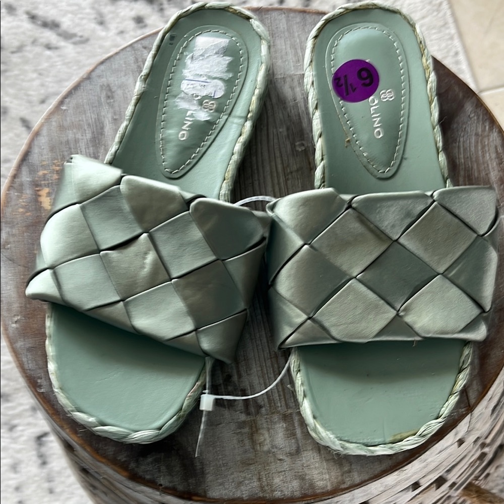 Bandolino Braided Slide Mules in Sage Green